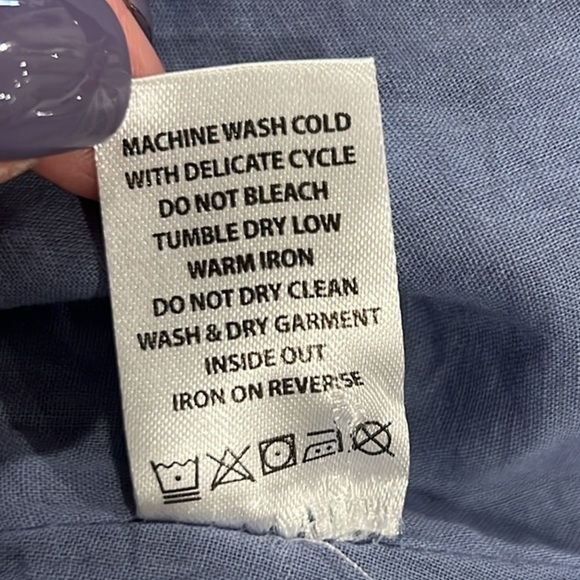 Spartina 449 blue linen Kennedy midi 3/4 sleeve dress size XS - Picture 9 of 9